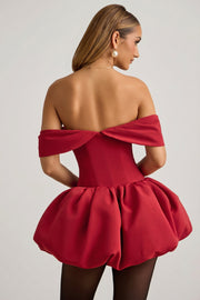 Oh Polly Jessamy robe mini corset rouge épaules dénudées