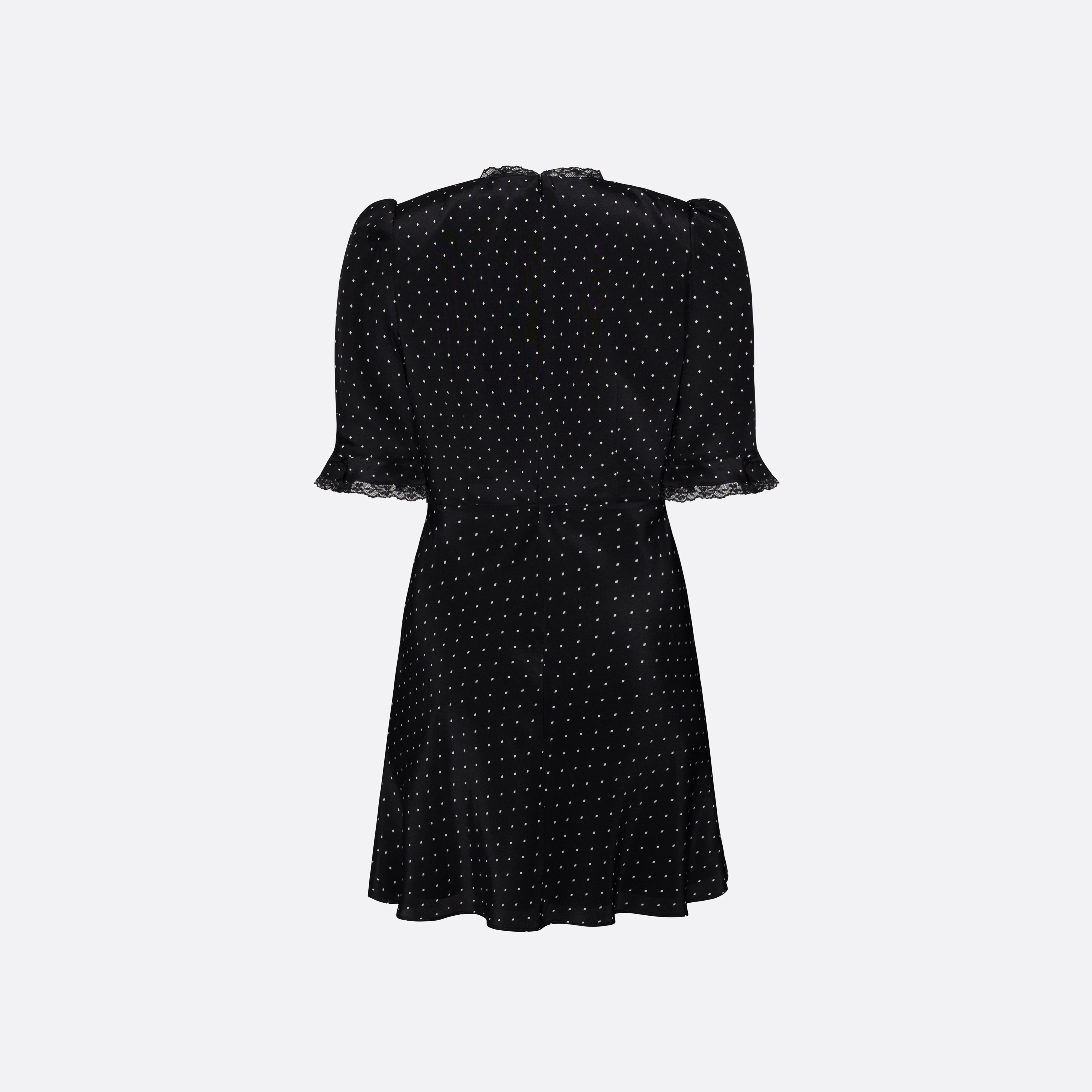 Alessandra Rich Silk Mini Dress With Bow robe noire ivoire 40