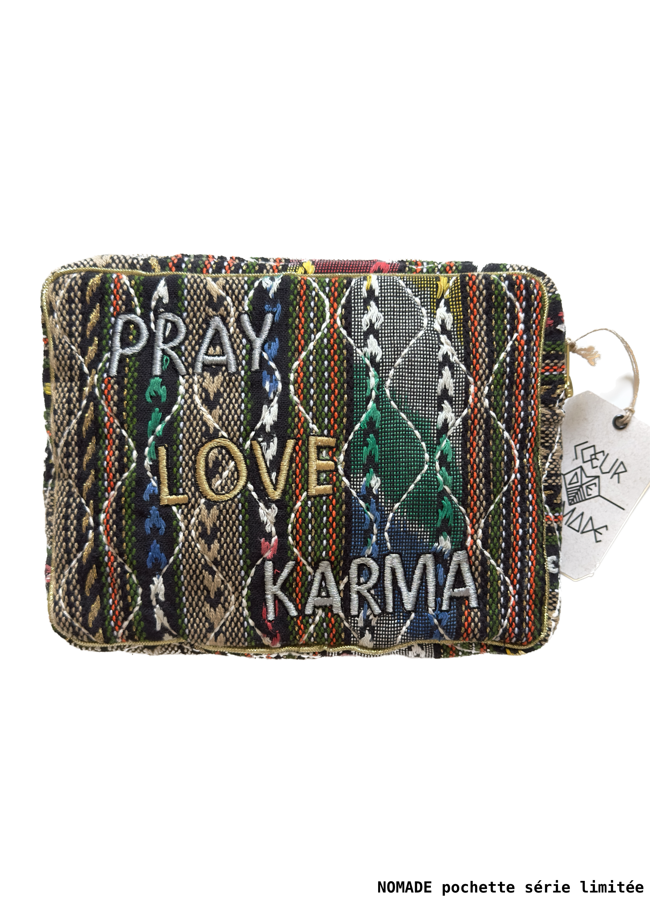 ChicoSoleil Nomade pochette coton brodée noir multicolore