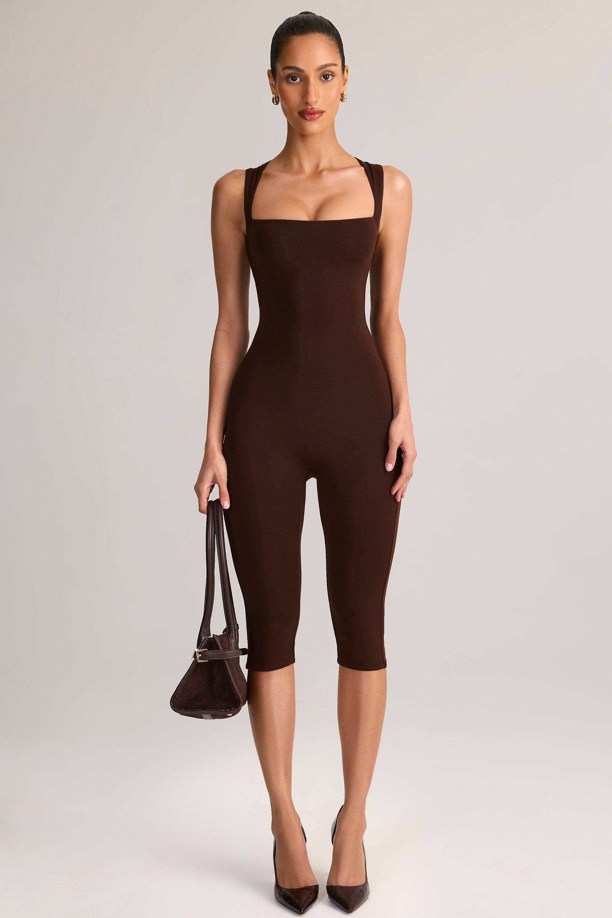 Oh Polly Luma combi capri modal marron chocolat