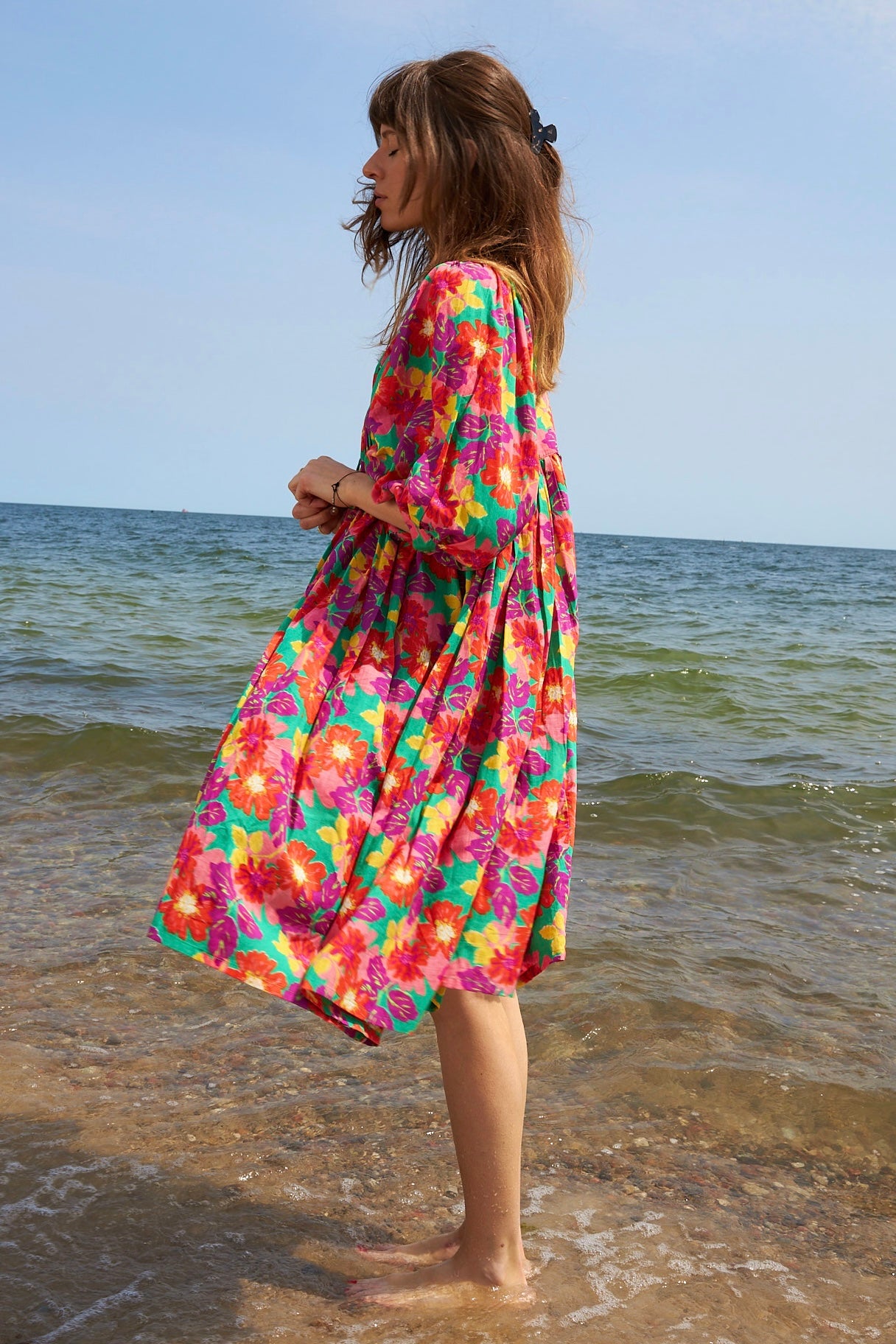 Chicosoleil Robes Nikita robe vert Jaipur coton
