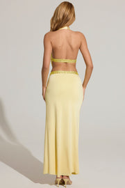 Oh Polly Rhea jupe longue taille basse jaune citron strass