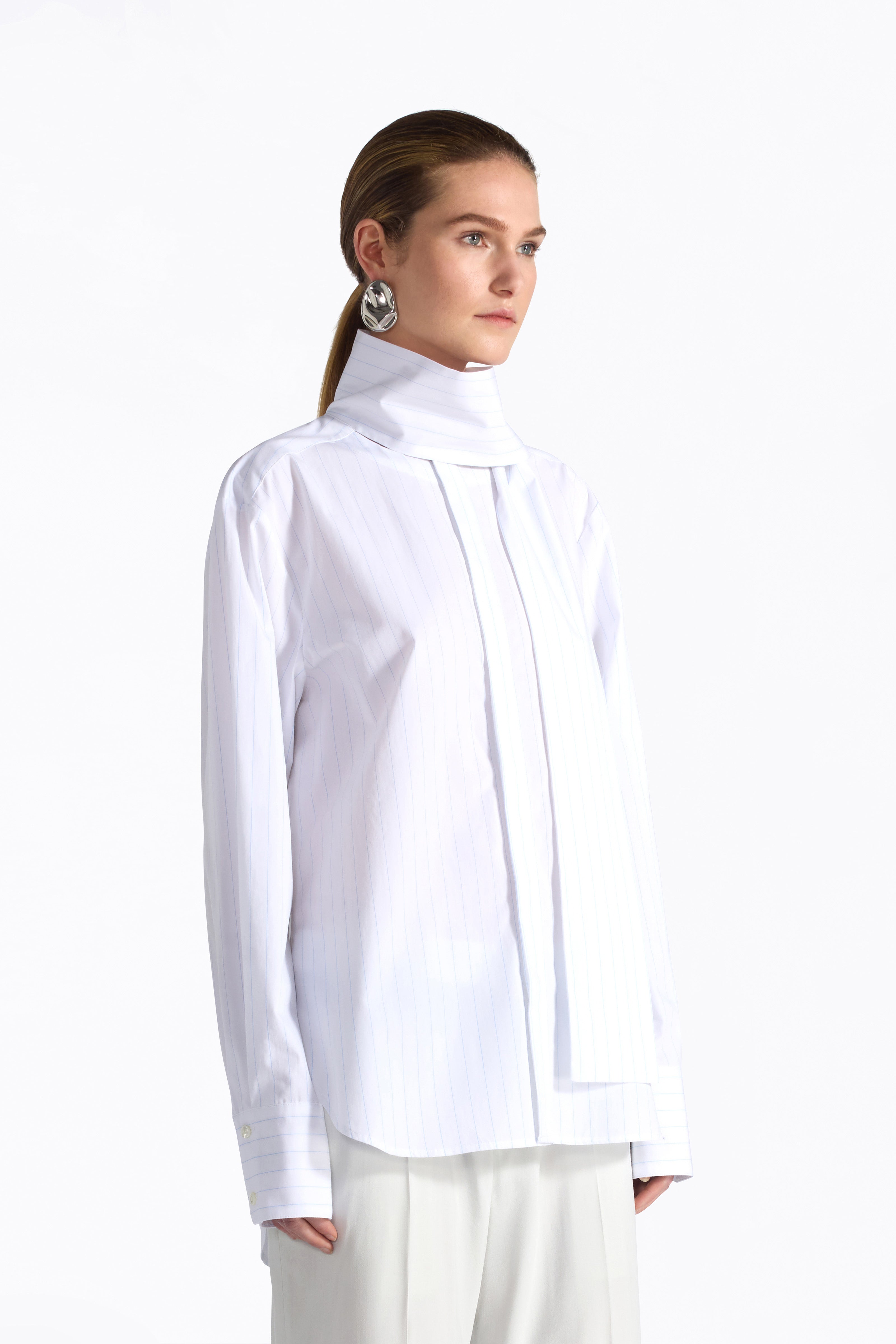 Liviana Conti Lena chemise coton rayée 40 foulard