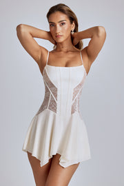 Oh Polly Anniken Mini Robe Ivoire Dentelle Satin