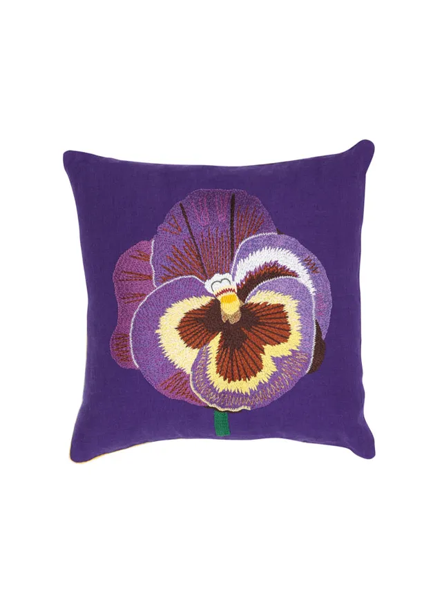 Mii Iconiques Housse Coussin Pensée 65 lin violet 65x65cm