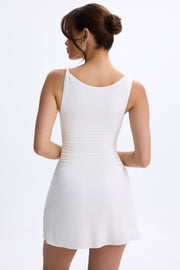 Oh Polly Ione robe mini trapèze blanche modal ruchée