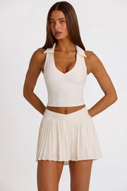Oh Polly Bo+Tee polo crop top coconut respirant