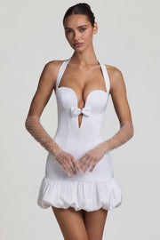 Oh Polly Dresses robe Millie blanche satin jupe bulle à nœud