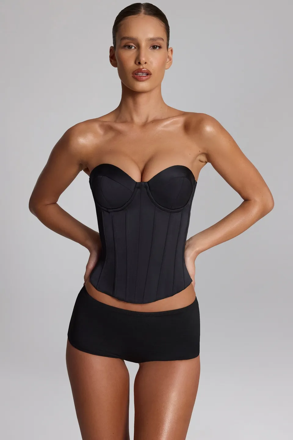Oh Polly Shorts Hot Pants Jersey Noir Sabrine Taille Basse