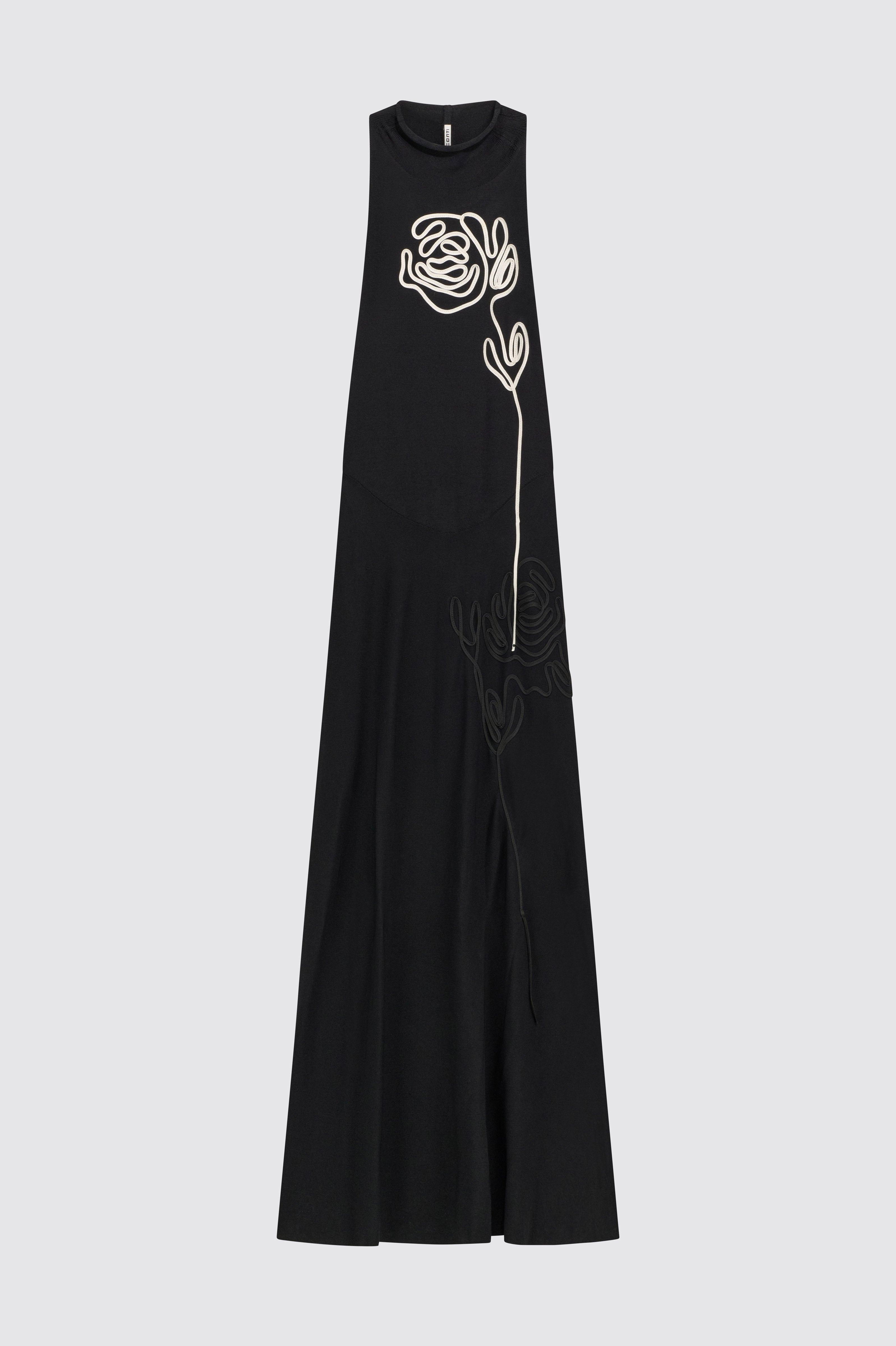 Liviana Conti Gilda robe longue noire viscose brodée