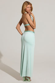 Oh Polly Rhea jupe longue taille basse bleu aqua strass