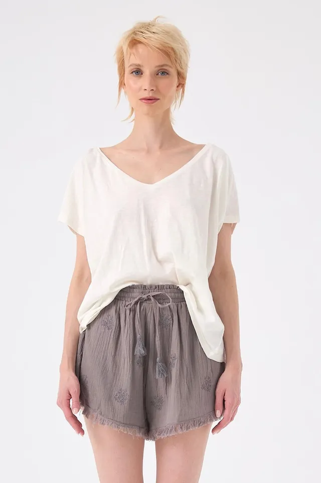 CHICOSOLEIL Shorts Short PALMER Gris Gaze Coton
