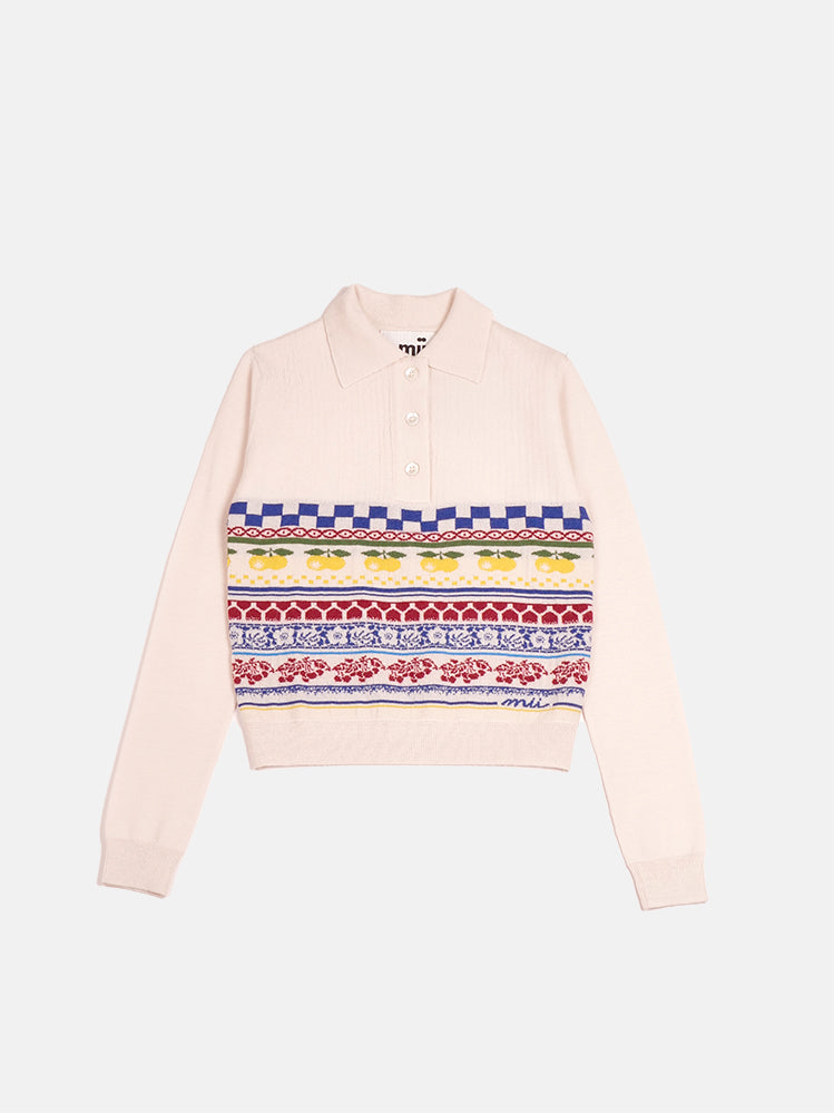 Mii à table Pull Polo La Vaisselle jacquard laine taille M