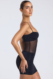 Oh Polly Eislyn mini robe noire ruchée mesh