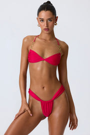 Oh Polly Swim NS0695 haut bikini triangle rose framboise ruched