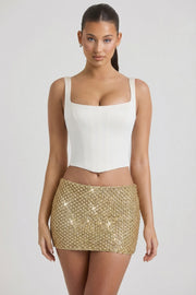 Oh Polly Embellished Jianna mini jupe dorée perles