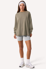 Oh Polly T-Shirt Oversize Vert Clair Délavé 100% Coton