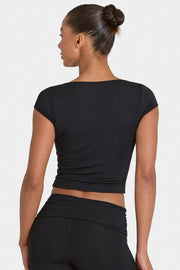 Oh Polly ButterCloud crop top noir double couche