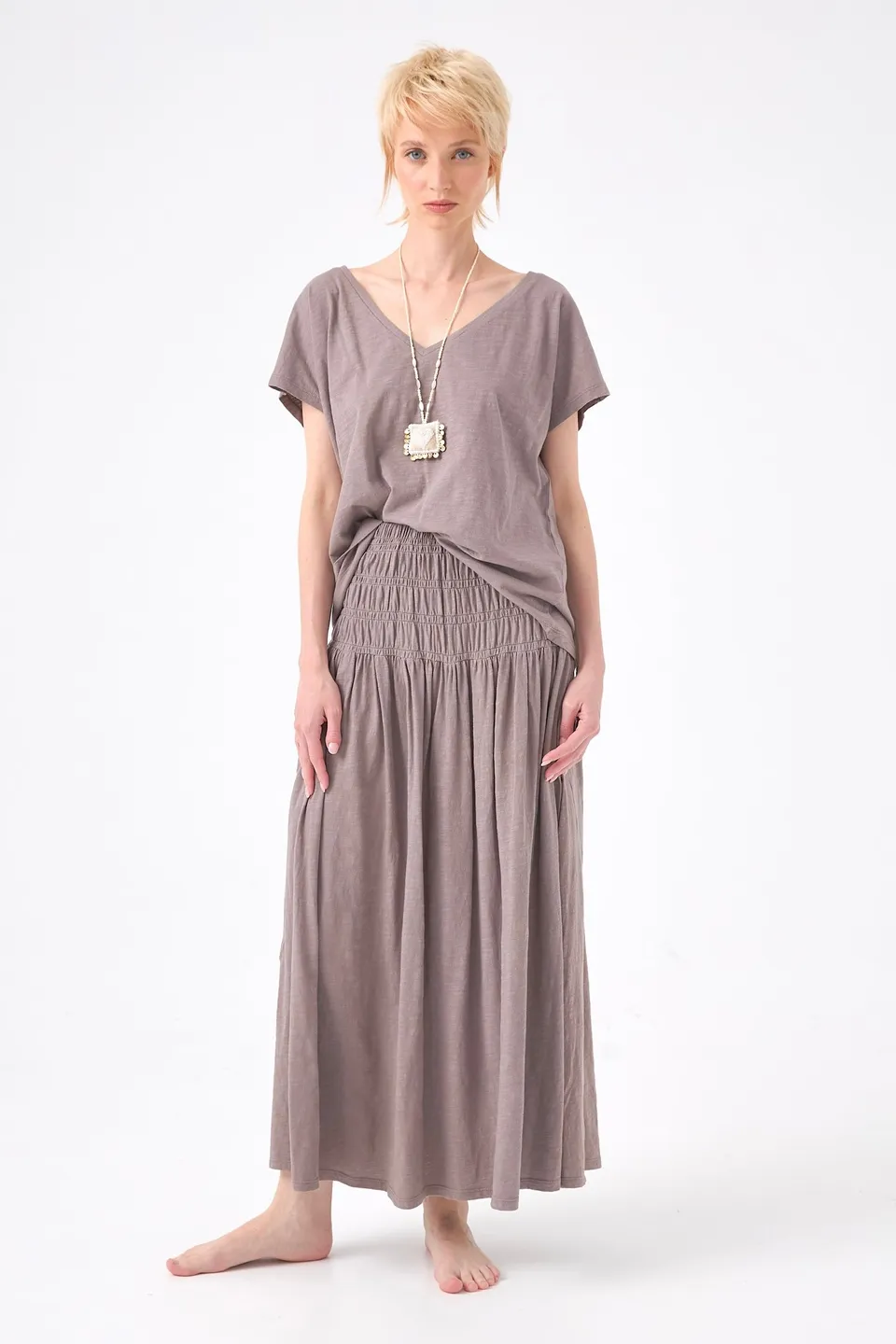CHICOSOLEIL Jupes Jupe WENDY Gris Flanelle Coton