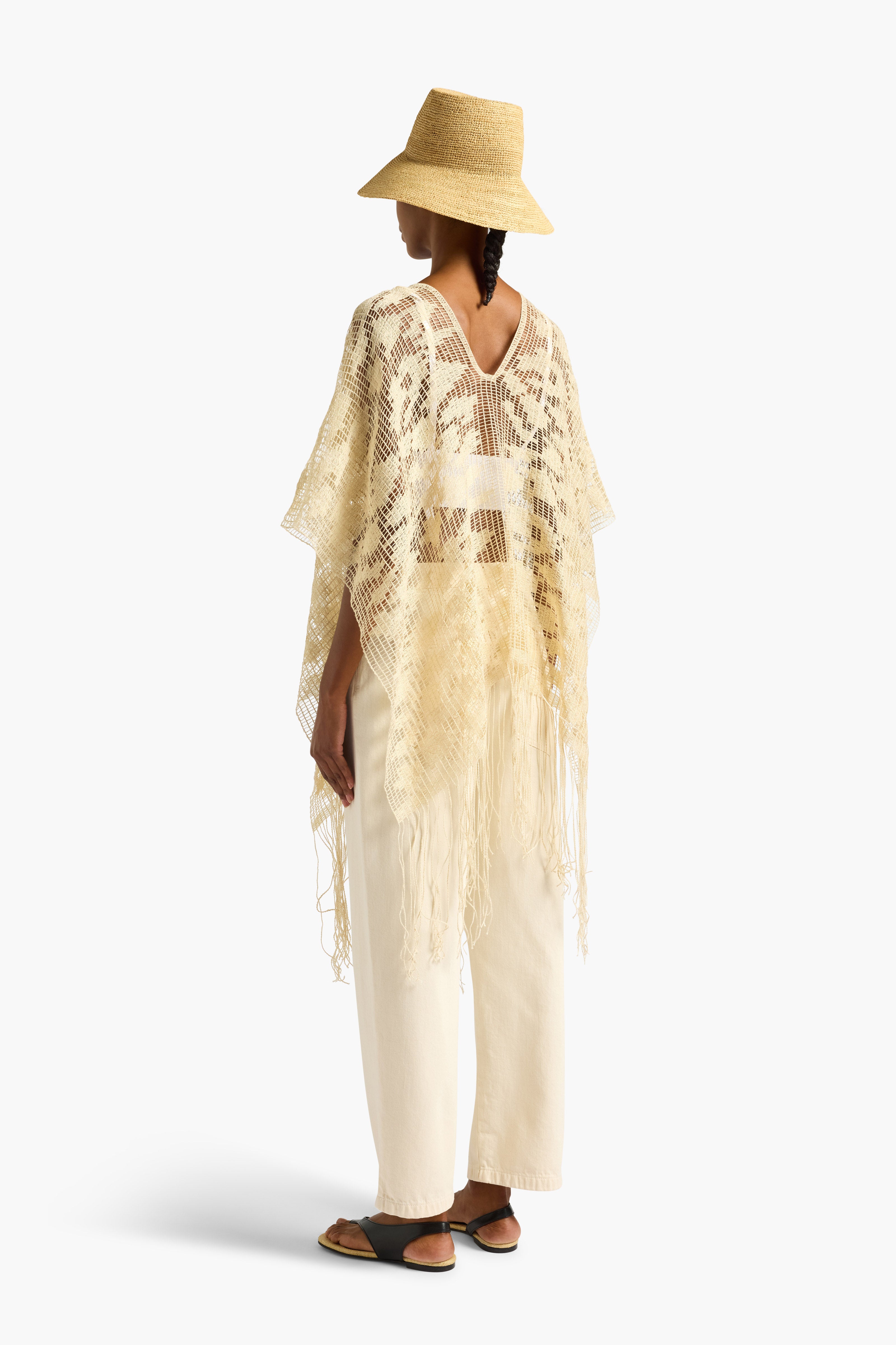 Liviana Conti Saba poncho femme beige duna