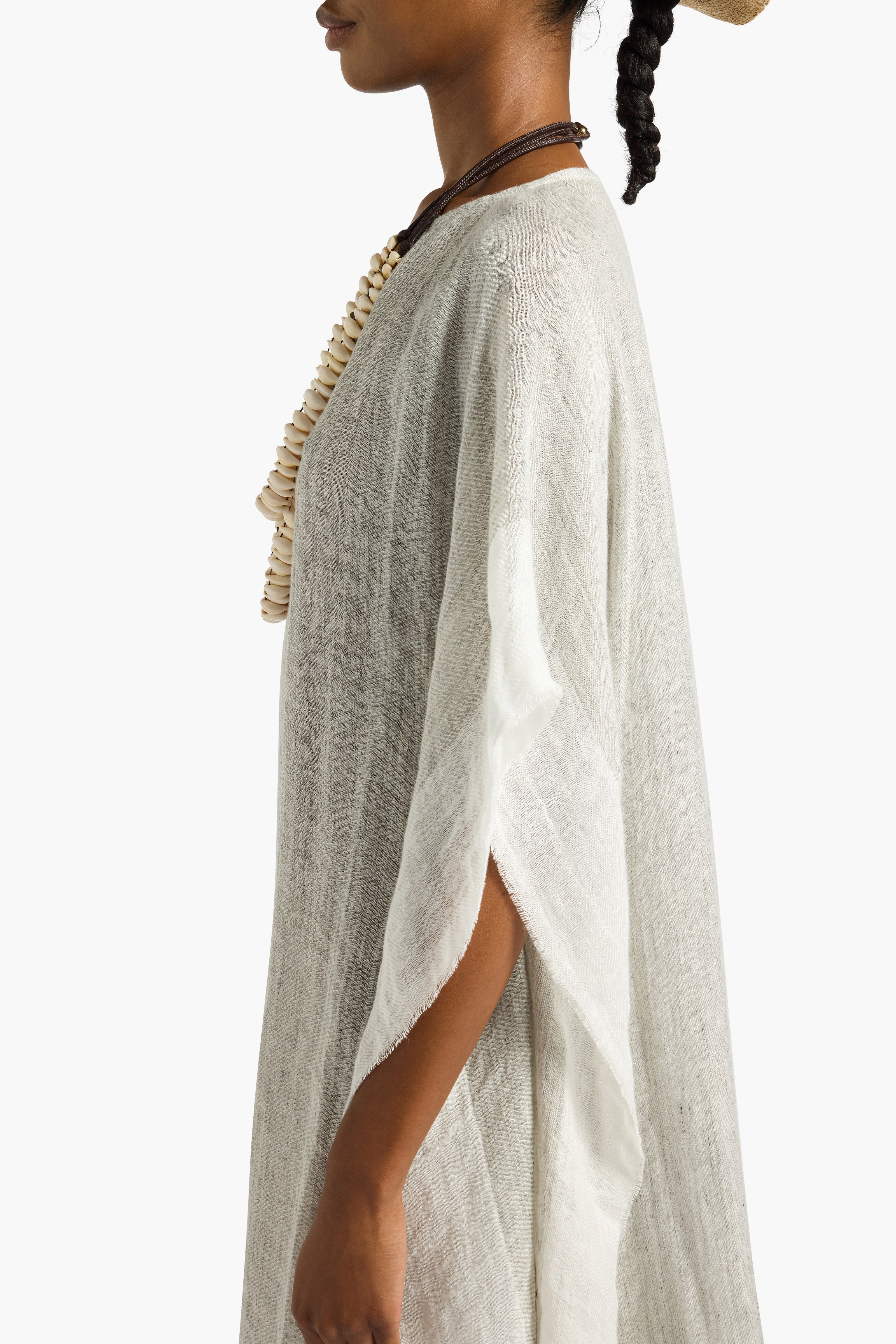 Liviana Conti Flossie caftan lin gris bicolore
