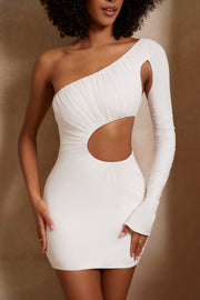 Oh Polly Anoushka 5938 robe mini ivoire une manche cut out