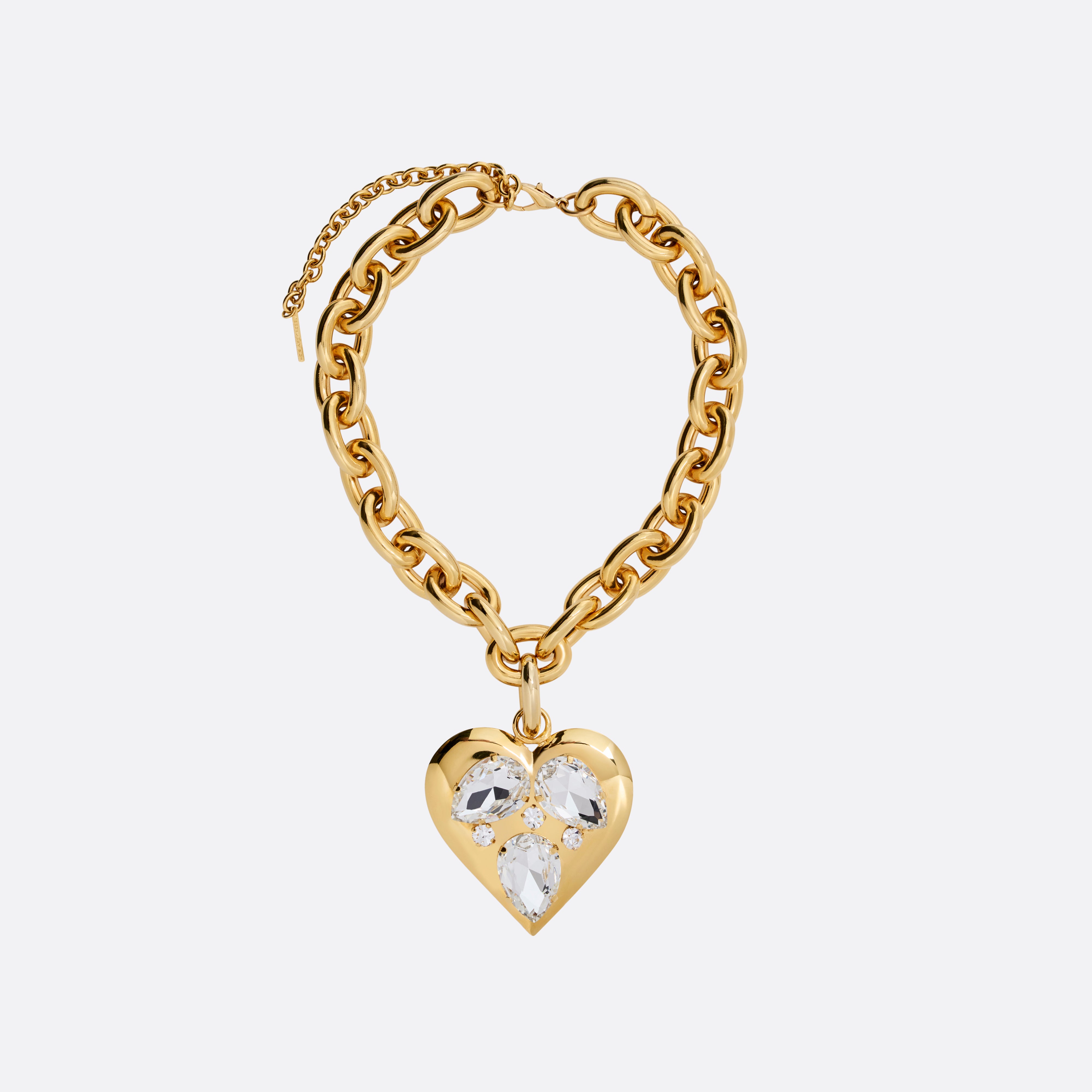 Alessandra Rich collier métal cœur cristal doré OS