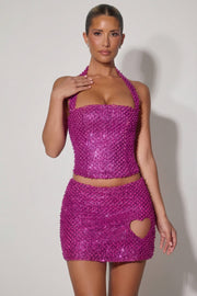 Oh Polly Querida mini jupe magenta paillettes cœur