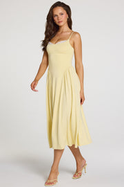 Oh Polly Dresses Livia robe midaxi jaune pastel modal dentelle