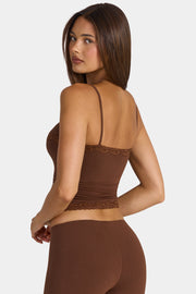 Oh Polly Arna 16565 crop top marron modal dentelle