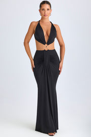 Oh Polly Omarosa robe maxi noire découpée jersey