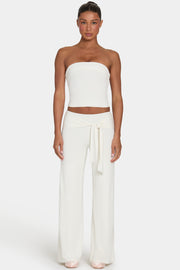 Oh Polly ButterCloud Tie-Waist Pantalon Large Coconut