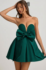 Oh Polly Norina mini robe bustier vert émeraude nœud