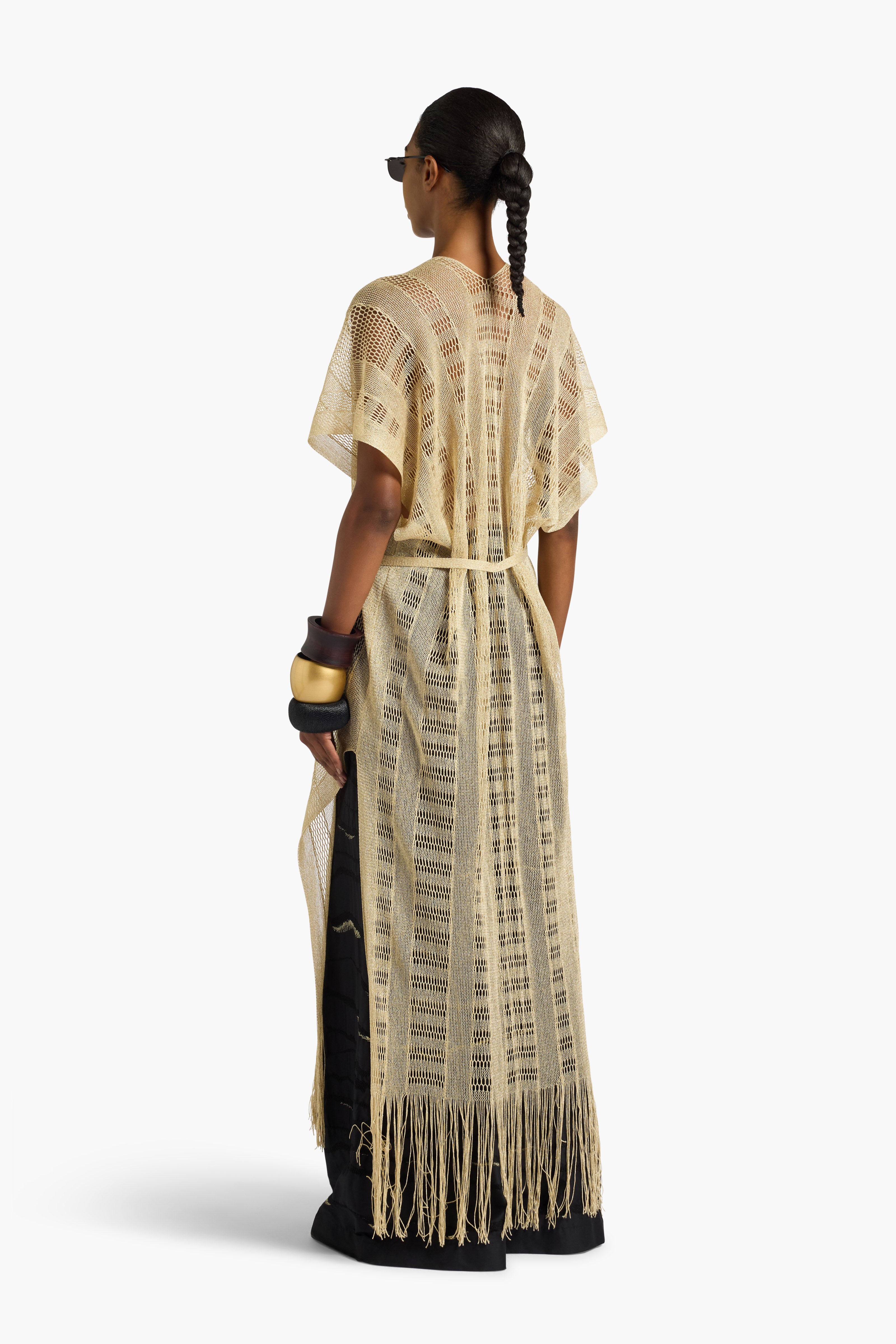 Liviana Conti Cintia caftan long doré à franges