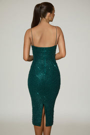 Oh Polly Embellished Eisley robe midi vert sarcelle perles