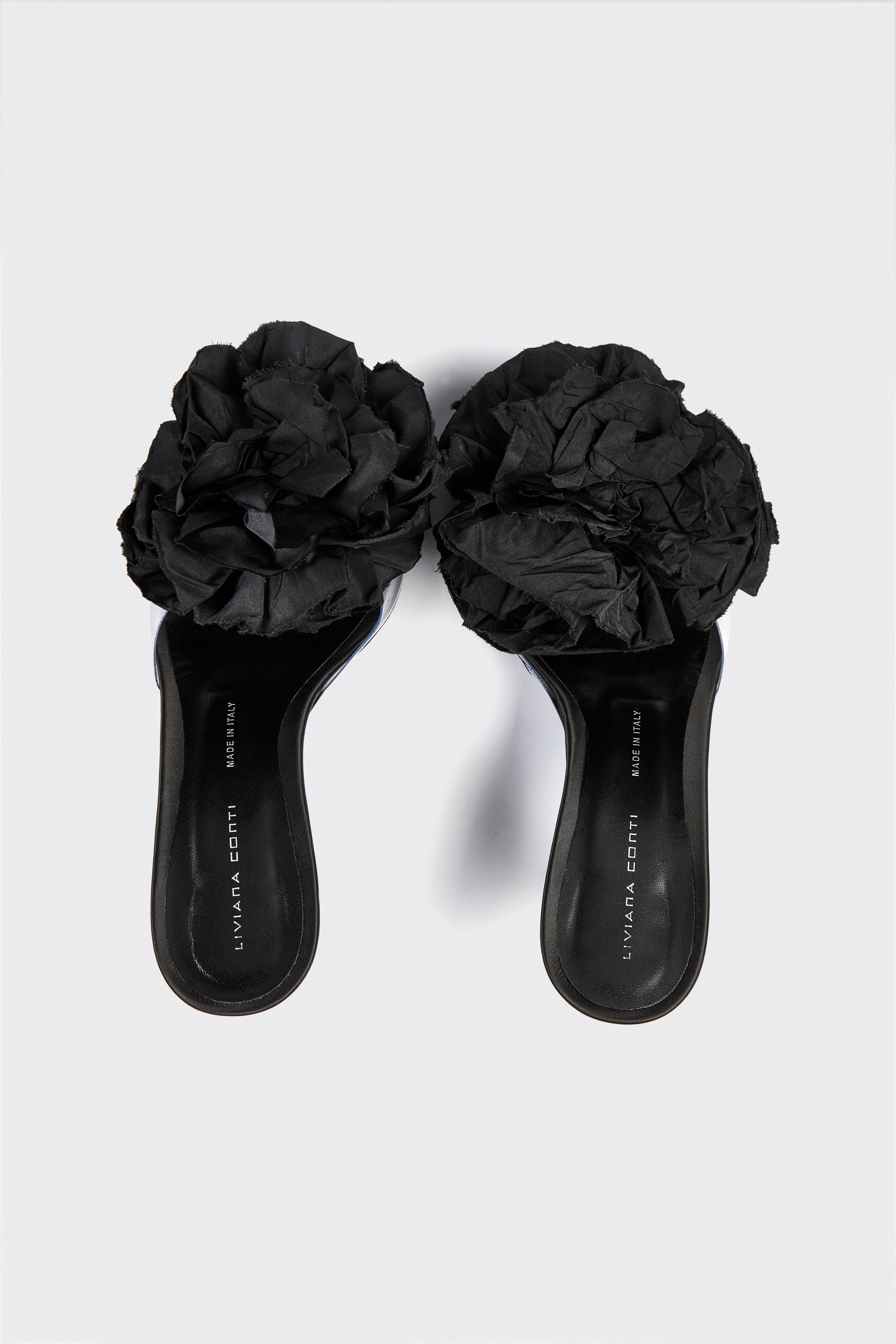 Liviana Conti Wanda mules femme noir satin talon 80 mm