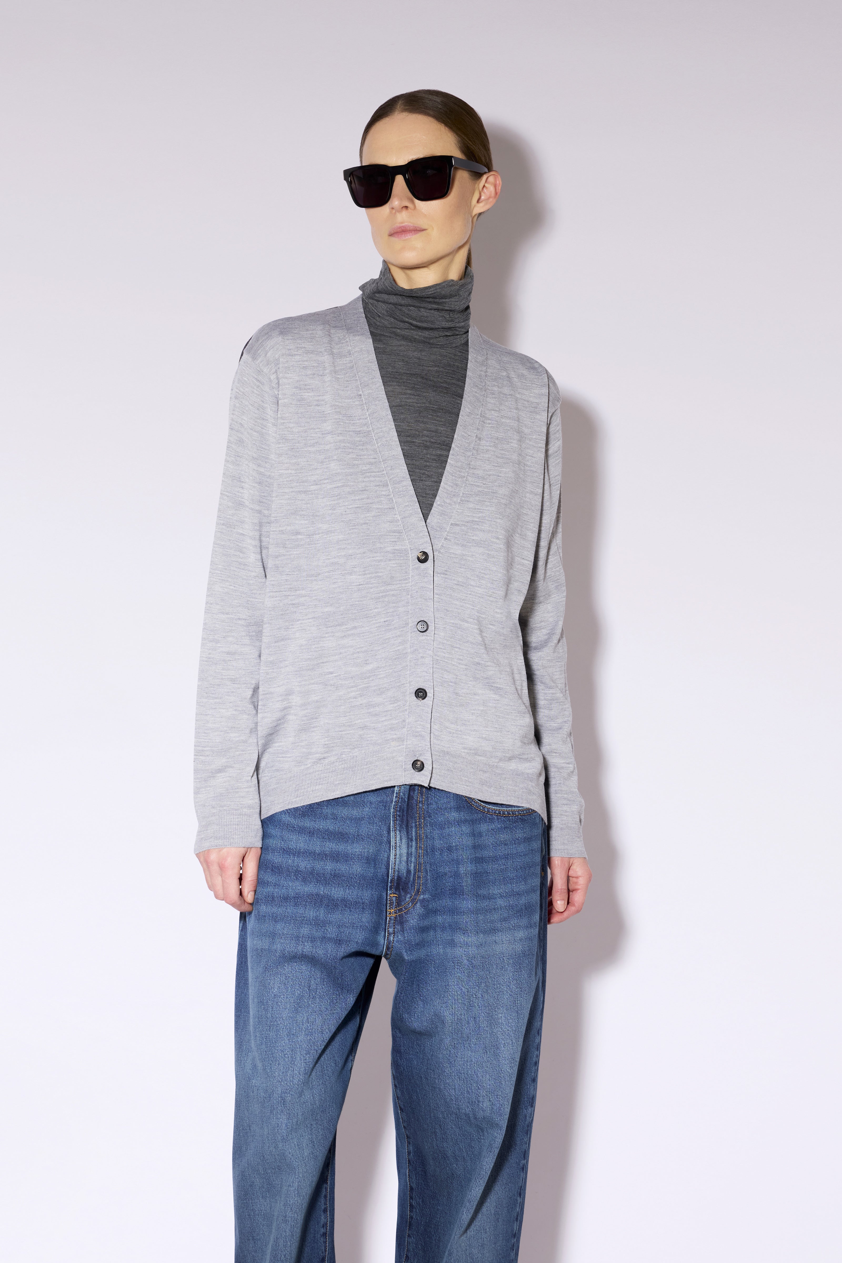 Liviana Conti Lena cardigan laine mérinos gris