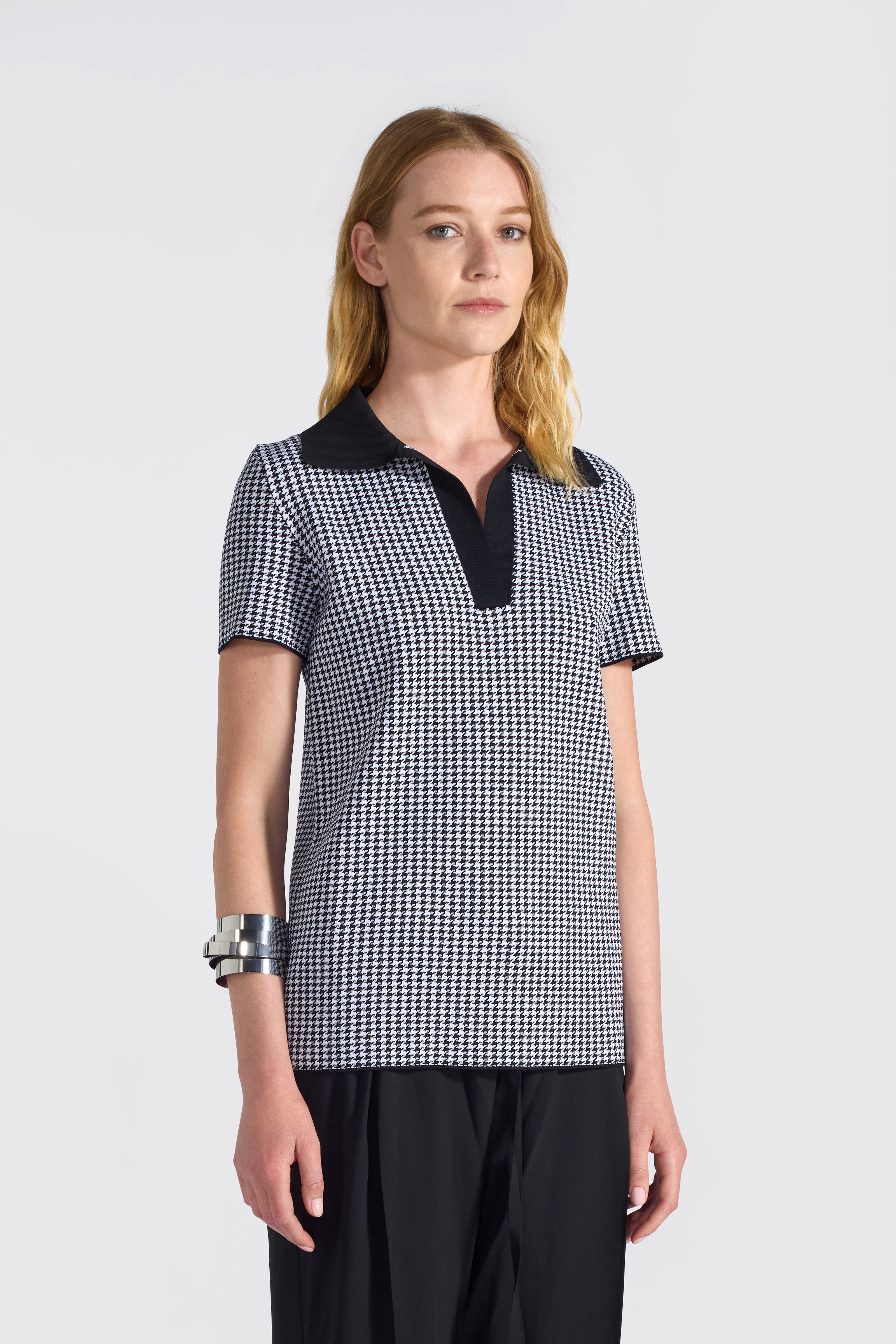 Liviana Conti Sasha polo pied-de-poule noir viscose