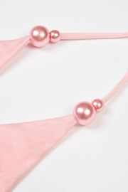 Oh Polly Swim maillot 1 pièce string baby pink perles