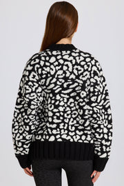 Oh Polly Knitwear BT2380 pull oversize noir jacquard laine