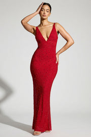 Oh Polly Embellished Colmar robe de soirée rouge strass
