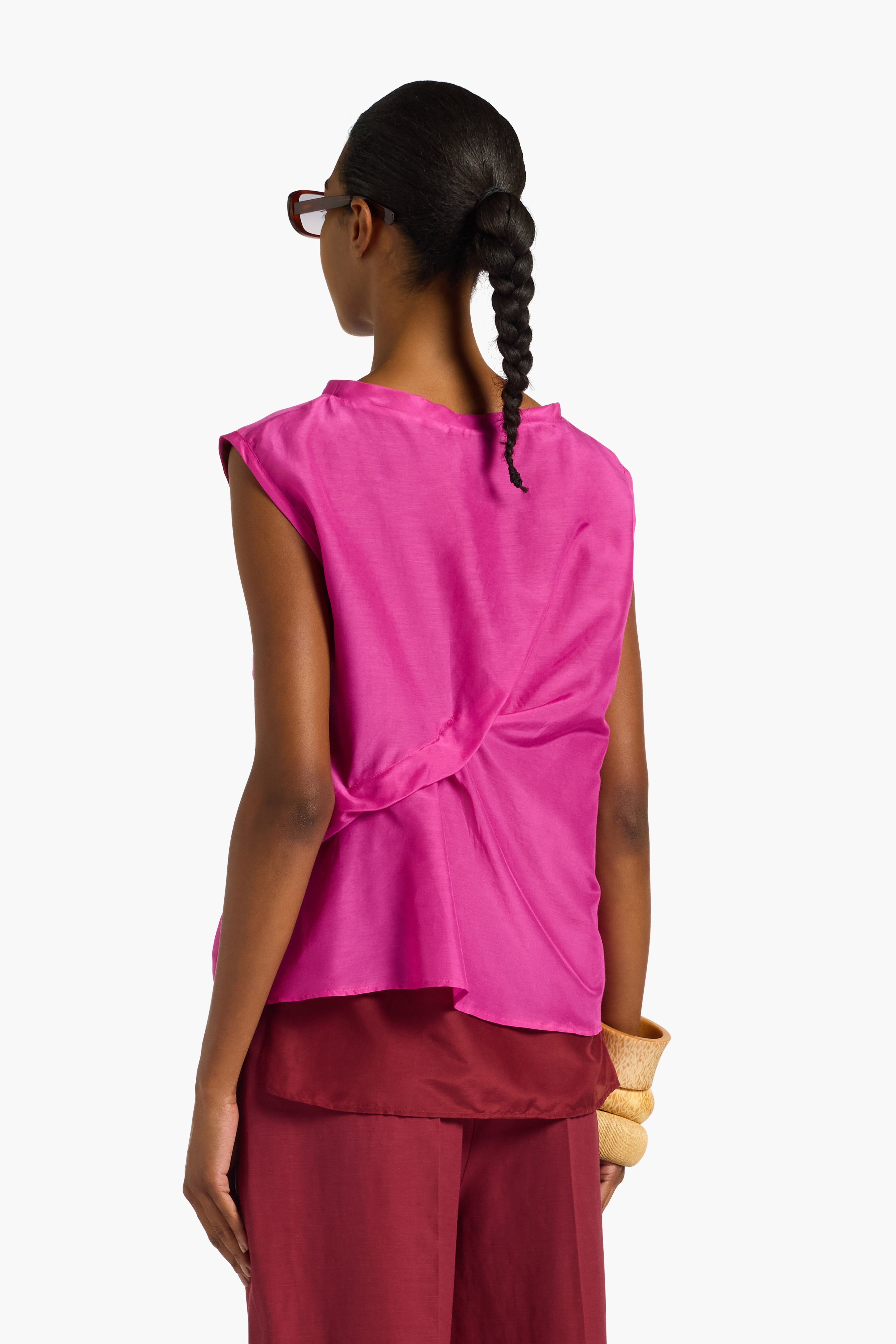 Liviana Conti Bethany Top Voile Coton-Soie Bicolore Bouganville