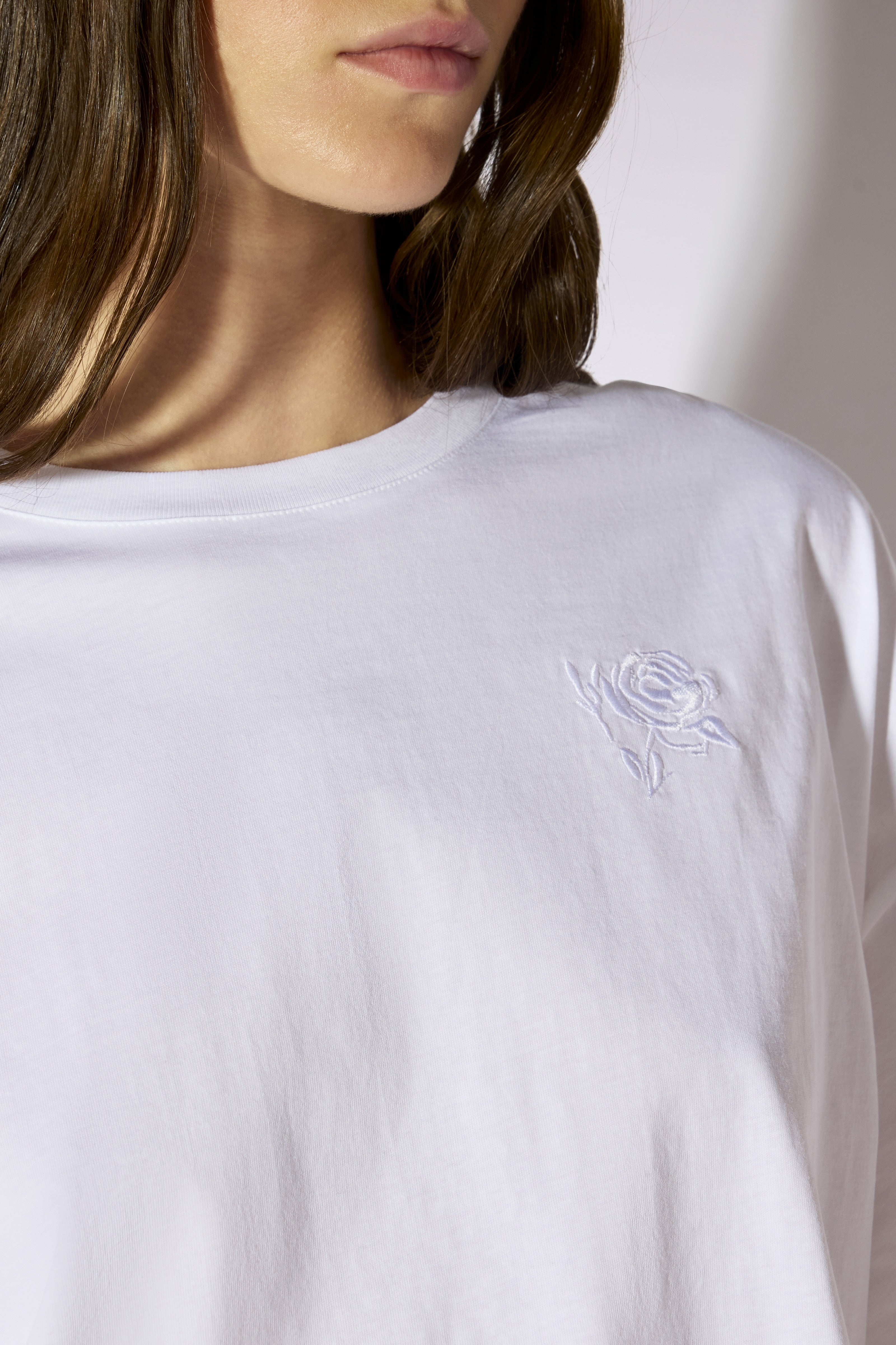 Liviana Conti Ivory t-shirt blanc broderie rose