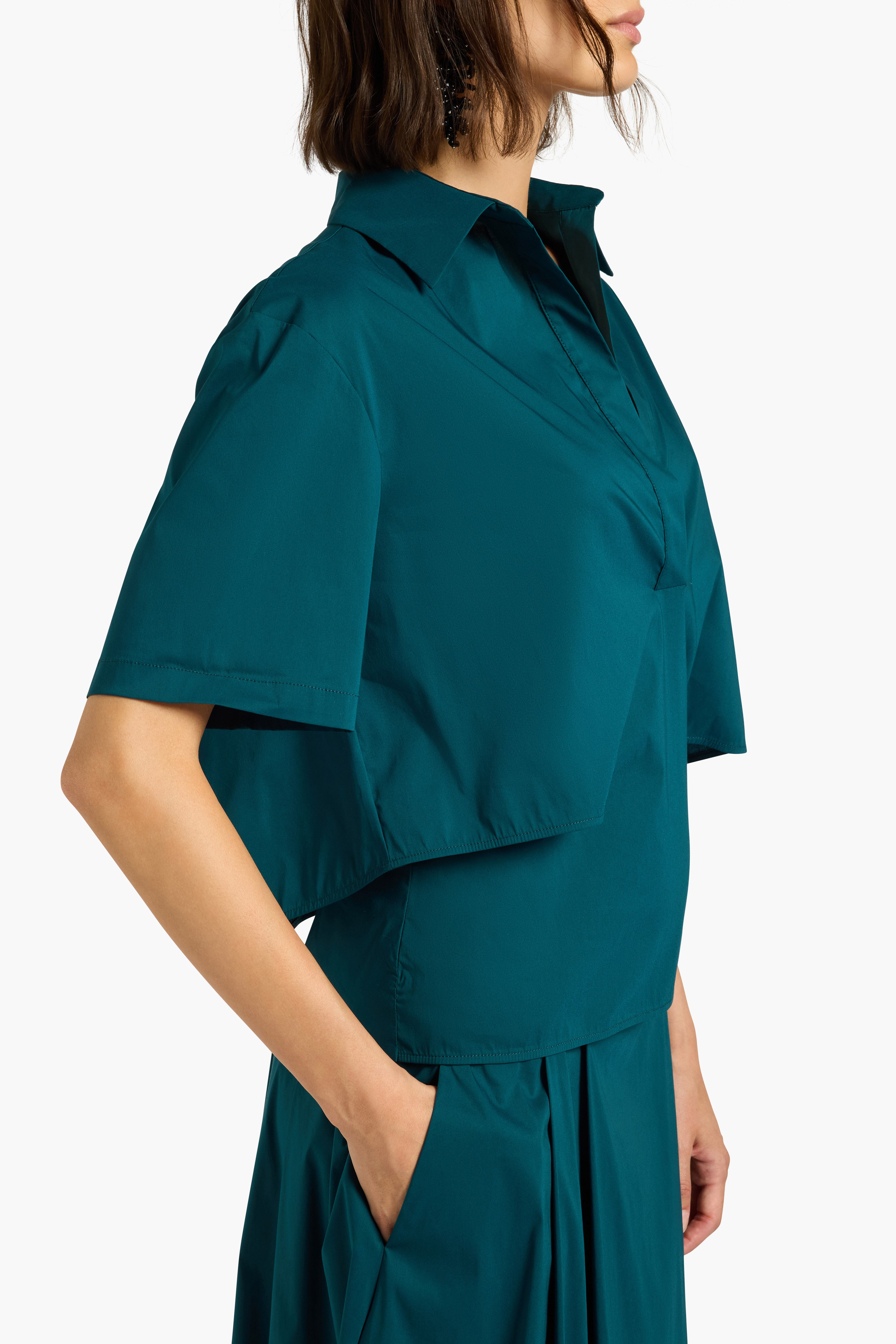 Liviana Conti Selene blouse crop EUCALIPTO popeline