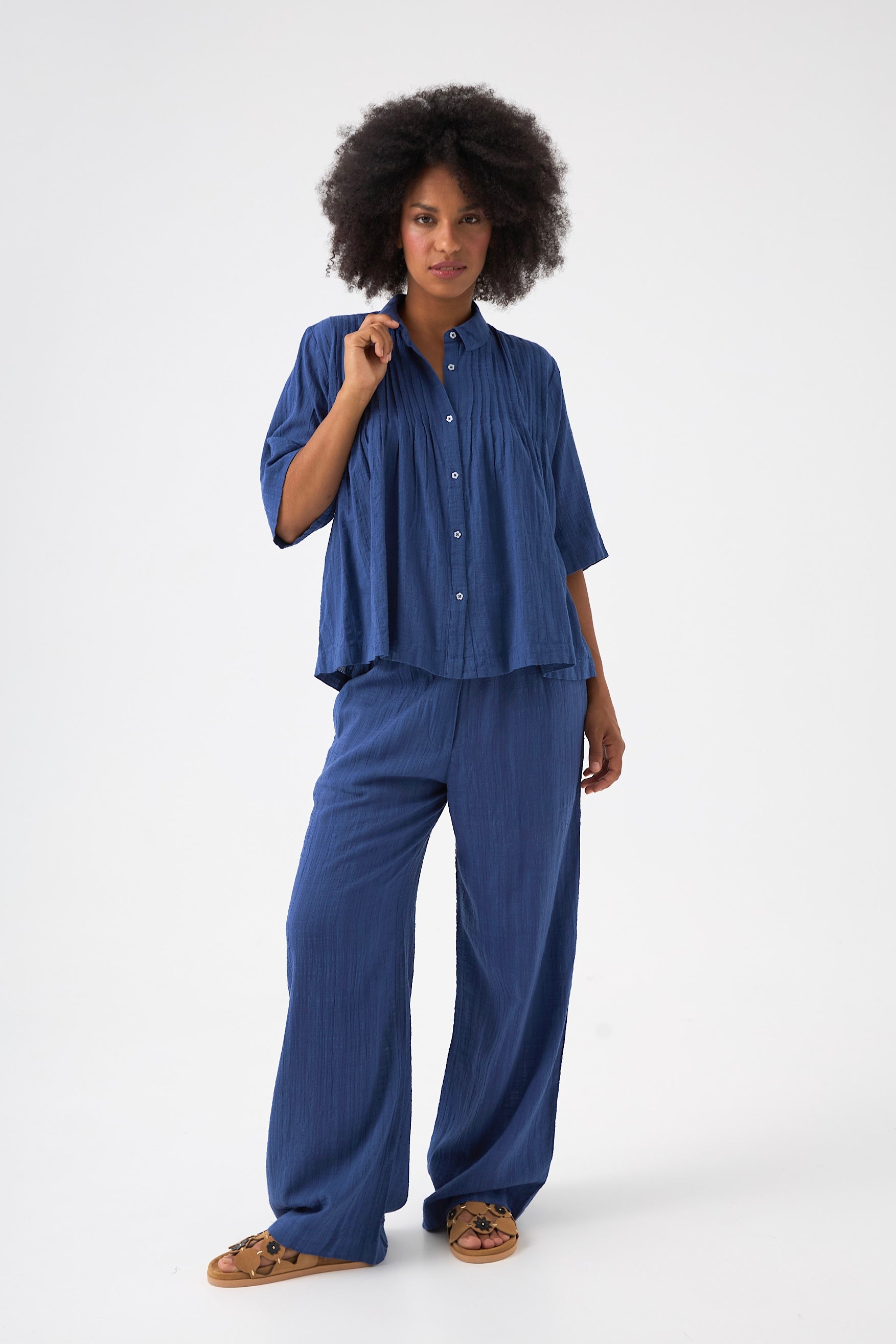 Chicosoleil Rusty blouse chemisier bleue coton viscose