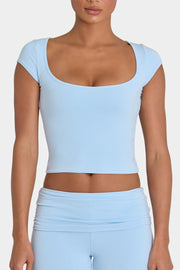 Oh Polly ButterCloud crop top ciel bleu double couche