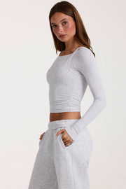 Oh Polly Tops ButterCloud Top Grey Marl gris chiné