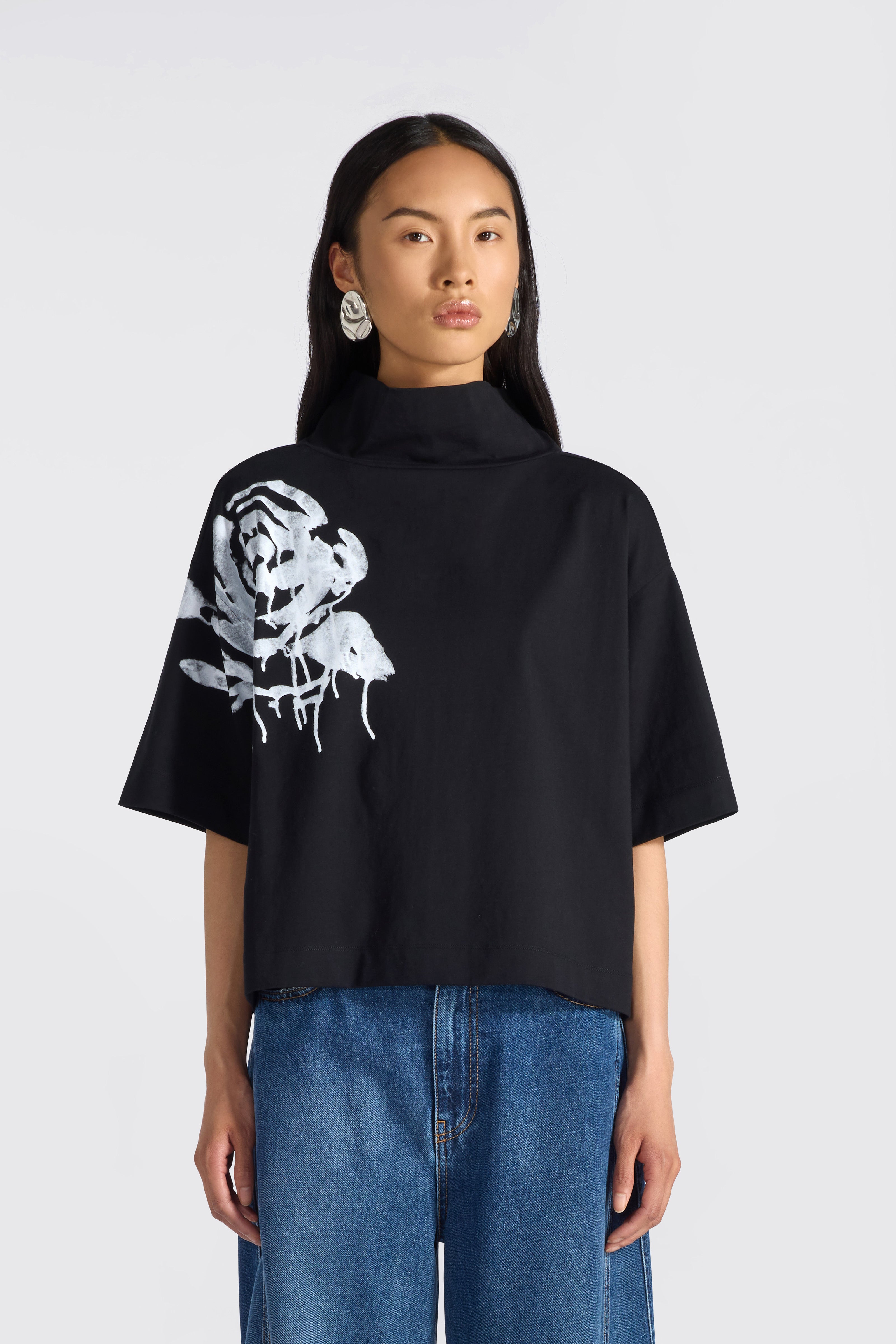 Liviana Conti Kenna t-shirt noir coton col roulé