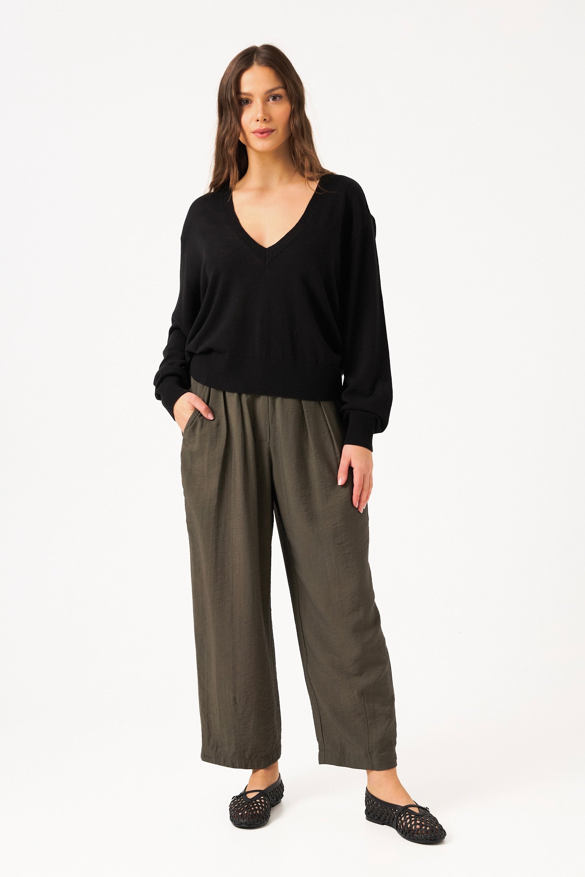 Chicosoleil Mailles Poupy pull noir wool laine