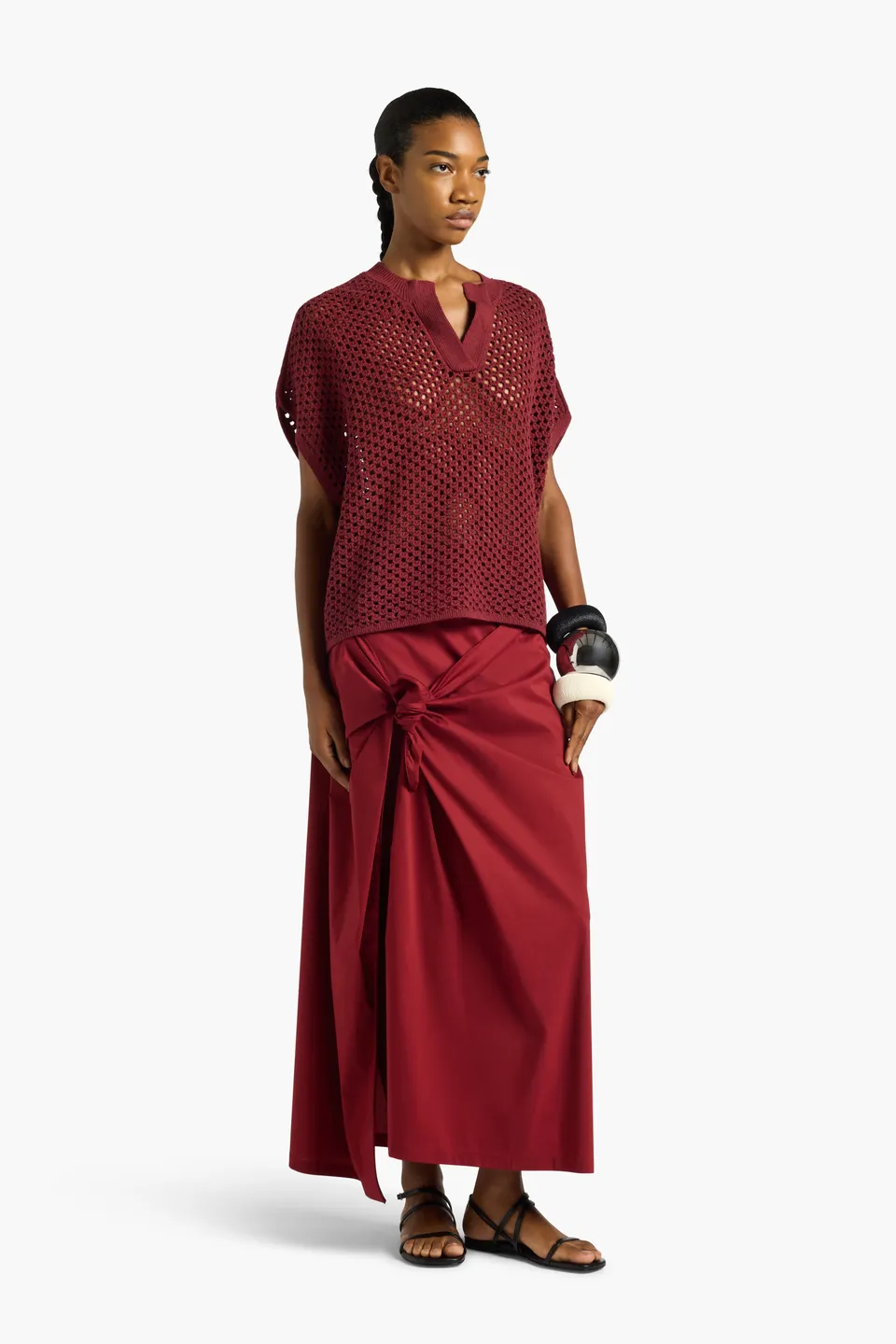 Liviana Conti Lenora maille coton terracotta kimono